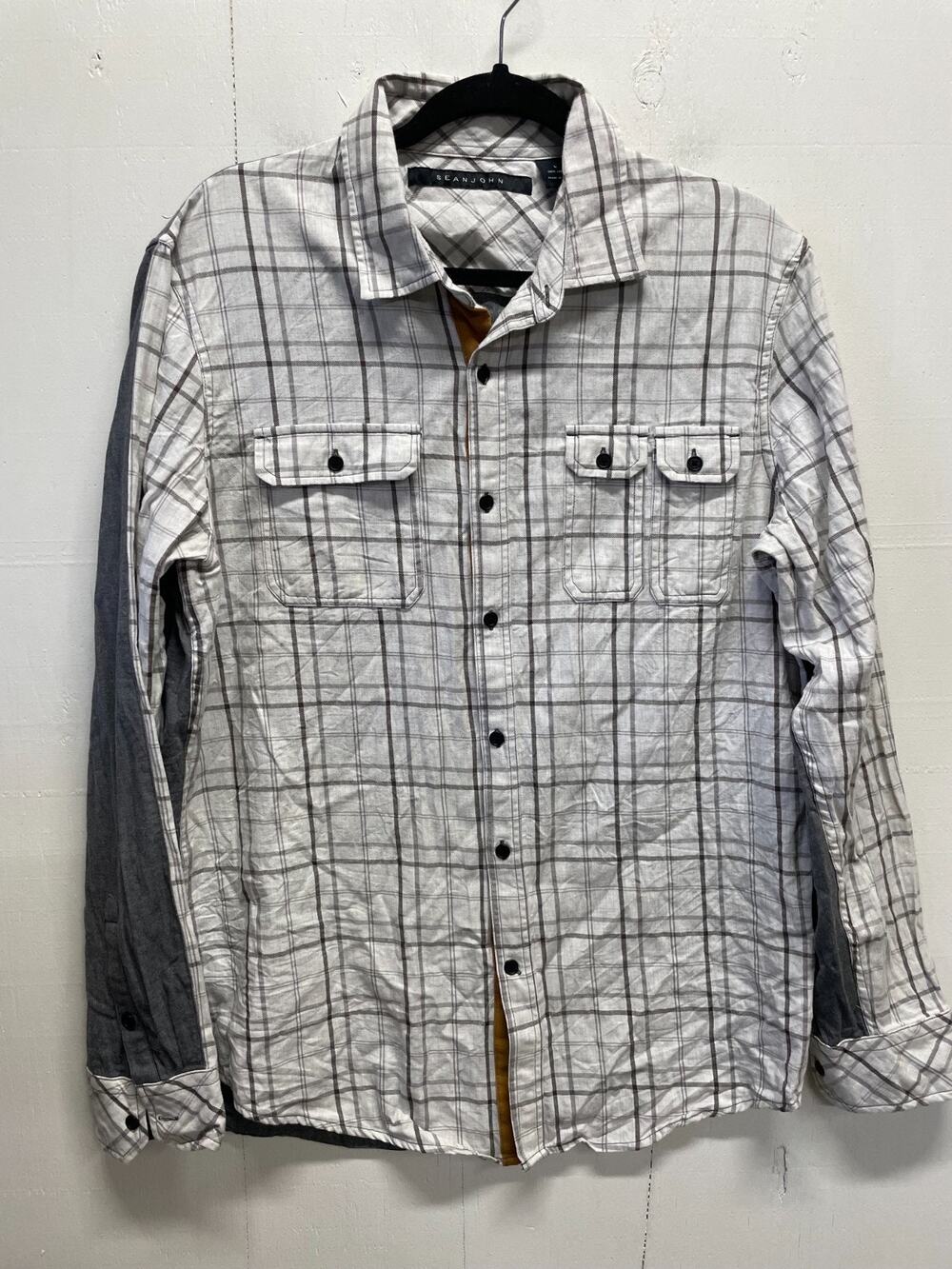 Sean John Men's Long Sleeve Button Up Shirt Size Large Contrasting Patterns